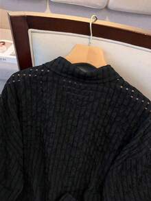 GlowEve CURVE 大码女式简约夹克和宽松短裤套装，优雅休闲通勤办公室夏季装 - 黑色 - 查看 5