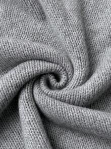 Weeklong Plus Size Contrast Color High Neck Long Sleeve Slouchy Commute Autumn/Winter Versatile Knit Sweater Thickened - Grey - View 7