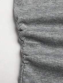 SHEIN Tween女孩 2件組休閒純色修身上衣與喇叭褲套裝，秋冬/四季穿著 - 灰色 - 查看 5