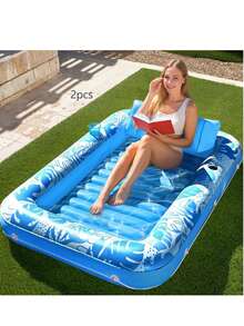 Adult Inflatable Sunbathing Pool Float Bed,Extra Large Size, With Built-In Pillow And Cup Holder, 4-In-1 Many Style... Sunbathing Float, Water Leisure Lounge Chair, Also Can Be Used As Inflatable Ball Pit, Extra Large Gold - Promotional Price - View 12