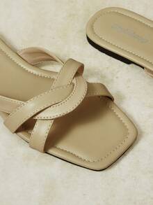 Styleloop Sandalias planas de verano con hebilla para mujer - Albaricoque - Ver 8
