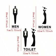 1Pc Acrylic Toilet Sign With 3D Male & Female Symbols, Office & Public Restroom Indication Plaque Best Gifts Birthday Graduation - multicolor - View 2