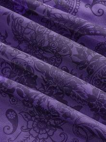 ROMWE Hippie Boho Multi-Layer Ruffle Hem Women's Cashew Print Skirt - Purple - View 4