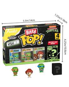 Funko Bitty Pop! Nickelodeon TMNT 4 Packs Mini Vinyl Figure Set, Leonardo Michelangelo April O'Neil With Random Hidden Character, Display Shelf Included, Green Black Box Collectible - Multicolor - View 4