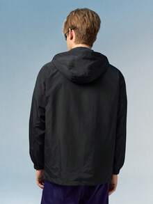 Caldwick 1pc Outdoor Men's Multi-Pocket Black Windbreaker Jacket, Sports Coat Spring - Black - View 4