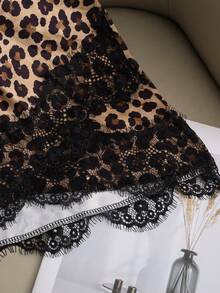 SHEIN PariChic 女款蕾絲拼接豹紋休閒百搭日常穿搭掛脖背心 - 彩色 - 查看 6