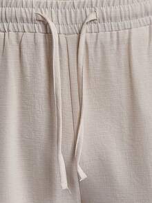 Manfinity Homme 2026 Spring Summer Beige Striped Linen Matching Set For Men Breathable Slub Linen Short Sleeve Shirt - Beige - View 5