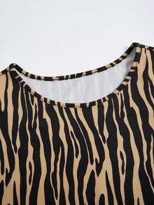 Poshavie Poshavie Plus Size Women's Classic Leopard Print Dress, Fashionable Ruched Patchwork Design, Elastic Fabric With Inclusive Fit, Waist-Flattering, Black Autumn - Multicolor - View 7