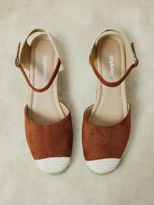 Styleloop Sandalias de tacón alto para mujer con tiras cruzadas de goma y cuerda de paja. - Marrón - Ver 10