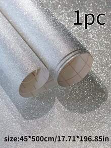 1 Roll Grey Glitter Self-Adhesive Vinyl Wallpaper, Modern Removable Silver Glitter Contact Paper, DIY Decor Sticker For Walls Countertops Furniture - 1PC - View 12