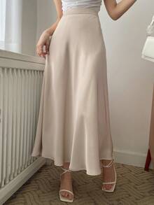DAZY Women's Satin Skirt, Korean Style For Party Summer Petite - White - View 7
