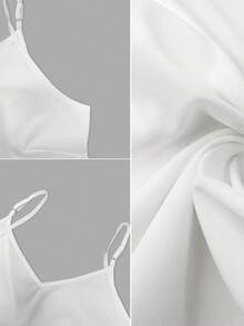SHEIN Clasi Plus Size Solid Color Twist Front Backless Camisole, Suitable For Summer - White - View 3