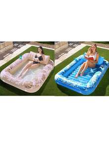 Adult Inflatable Sunbathing Pool Float Bed,Extra Large Size, With Built-In Pillow And Cup Holder, 4-In-1 Many Style... Sunbathing Float, Water Leisure Lounge Chair, Also Can Be Used As Inflatable Ball Pit, Extra Large Gold - Promotional Price - View 13