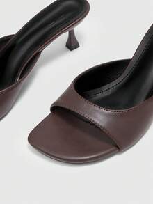 CUCCOO BIZCHIC Women's Square Toe With Low-Heeled Slippers, Elegant Open-Toed Sandals, Daily Casual Commuting Shoes Design High Heels - Brown - View 9