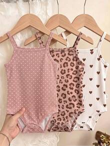 Baby Girl Casual Spaghetti Strap Romper Suitable For Spring And Summer - Multicolor - View 4