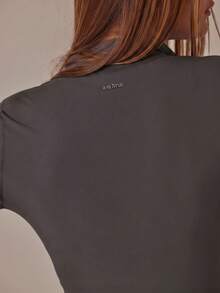 Aralina Leisurewear Zip Front Long Sleeve Top And High Waist Biker Shorts Two Pieces Set - Chocolate Brown - View 8