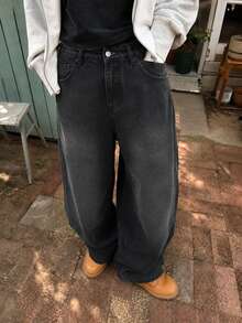 STEELVANCE All-Season American Street Style Unisex Digital Print Denim Jeans - Black - View 3