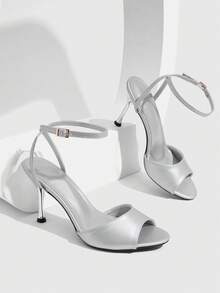 CUCCOO SZL Silver, Open-Toed High-Heeled Sandals, Elegant Royal Sister Style, Fine Heel With Women's Shoes - Silver - View 1