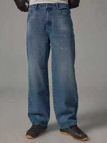 Musero Mid Denim Wash Regular Fit Jeans Silver Hardwear Brown Leather Patch Detail Spring Summer Essentials - Blue - View 6