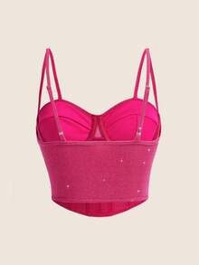 SHEIN ICON Chain Detail Bustier Crop Cami Top - Hot Pink - View 2