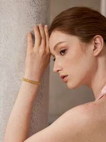 MOTF PREMIUM PRE18K GOLD-PLATED CHAIN SPLICING GEMSTONE TEMPERAMENT BRACELET - Yellow Gold - View 8