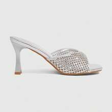 CUCCOO SZL Women's Shiny Hollow-Out Pointed Toe High Heel Sandals Spring Shoes - Silver - View 4