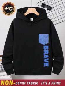 SHEIN Tween Boys Casual Loose Comfy Cool Hip-Hop Classic Color Long Sleeve Sweatshirt, Autumn/Winter - Multicolor - View 7