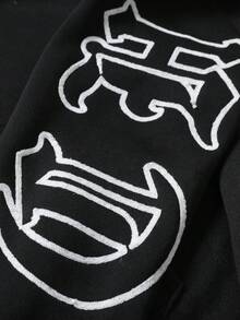 PAVTROS 男士青年街頭休閒毛巾刺繡連帽衛衣與運動長褲套裝 - 黑色 - 查看 5