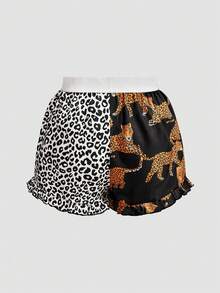 Chillnights Young Colorblock Leopard Print & Sun Graphic Frill Trim 2 Pieces Women's Pajama Bottoms - Multicolor - View 8