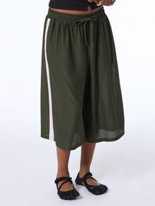 COUREZ Low Rise Longline Basketball Shorts , Y2K Shorts For Women Fall Streetwear Baggy Pants - Dark Green - View 3
