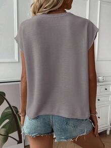 SHEIN Women's Casual Versatile Solid Color Knit Vest - Dusty Purple - View 2