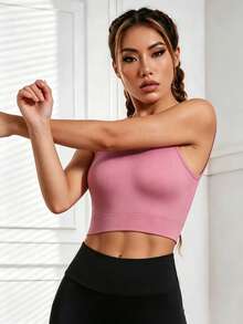 Slayform Slayform Women's Seamless Open Back Sports Tank Top - Pink - View 4