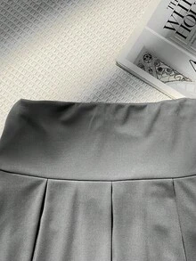SHEIN 青少年女孩百褶裙 返校季 - 灰色 - 查看 4