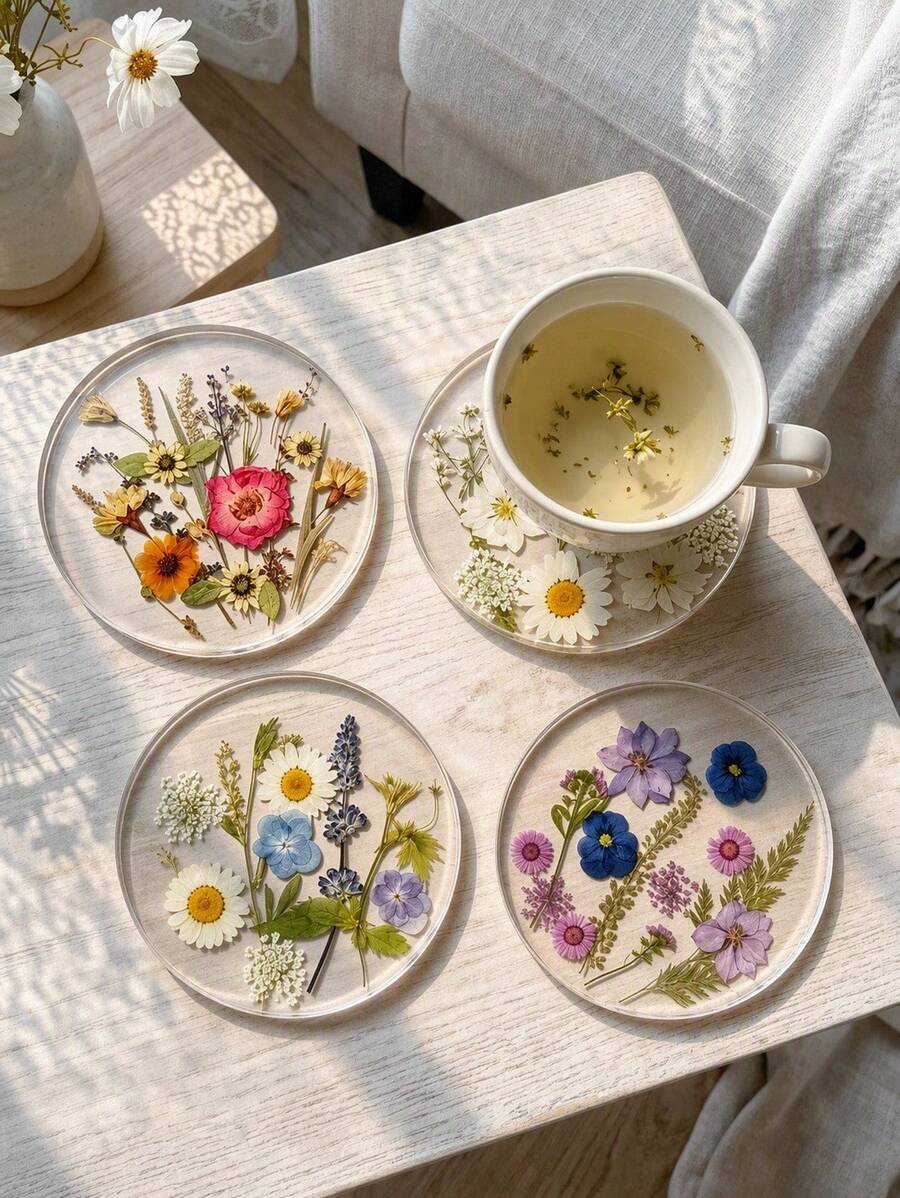 Haus Hana 1pc Round Printed Drink Coasters, Colorful Art Decor Coasters, Table Decor Gift For Wedding, Birthday & Mother's Day - Multicolor - View 1