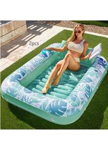Adult Inflatable Sunbathing Pool Float Bed,Extra Large Size, With Built-In Pillow And Cup Holder, 4-In-1 Many Style... Sunbathing Float, Water Leisure Lounge Chair, Also Can Be Used As Inflatable Ball Pit, Extra Large Gold - Promotional Price - View 11