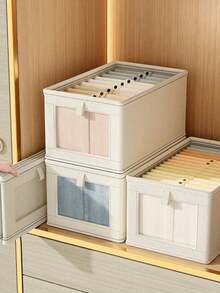 1pc Oxford Fabric Miscellaneous Clothing Storage Box, Dust-Proof Home Clothing Storage Box With Lid, Large Capacity Organizer Box. Suitable For Closet Storage, Storage And Organization. Convenient And Practical. - Multicolor - View 6