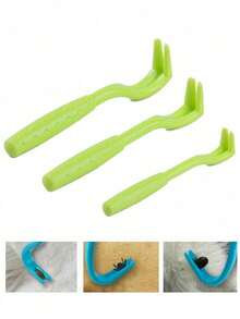 3pcs Pet Tick Removal Tool Set, Flea Remover Hook, Dog & Cat Grooming Tools - Multicolor - View 11
