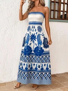 Solivie Women's Floral Print Casual Party & Travel Dress - Blue - View 4