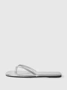 Grefit Sandal Jepit Perak, Bertatahkan Dekorasi Piramida Emas Retro, Bentuk yang Berani dan Avant-Garde, Cocok untuk Gaya Liburan, Pakaian Jalanan Musim Semi atau Santai - Perak 6y - View 5