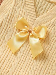 SHEIN Young Girl 3D Bow Decor Twisted Knit Vest - Yellow - View 6