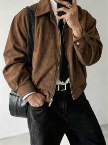 Manfinity Dauomo Men's Autumn Casual Vintage Jacket - Brown - View 4