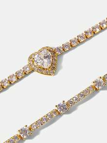 MOTF PREMIUM Vòng tay đính đá quý trắng mạ vàng 18K phong cách thanh lịch - Vàng - Xem 3