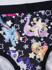 My Little Pony X SHEIN 3件組女款可愛小馬圖案三角內褲 - 彩色 - 查看 3
