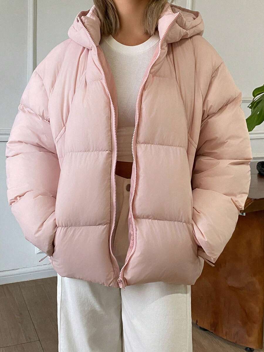 DAZY Women's Winter Casual Versatile Hooded Jacket - Pink - View 1