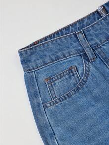 Balvessa Fashionable Commuter Lace Patchwork Denim Skirt - Blue - View 6