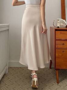 DAZY Women's Satin Skirt, Korean Style For Party Summer Petite - White - View 2