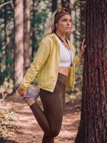 In My Nature Women's Plus Size Solid Color Casual Daily Wear Sports Tight Leggings - Brown - View 5