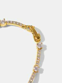 MOTF PREMIUM Vòng tay đính đá quý trắng mạ vàng 18K phong cách thanh lịch - Vàng - Xem 5