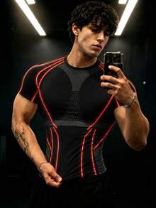 GymBeat Men's Colorblock Printed Short Sleeve Sports T-Shirt - Multicolor - View 1