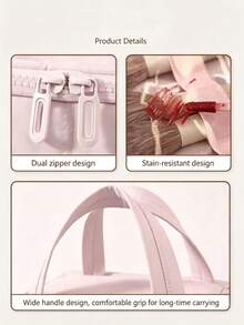 Large Capacity Fluffy Makeup Bag, Wide Opening Cosmetic Storage Bag With Multiple Pockets - Basic Model - View 4